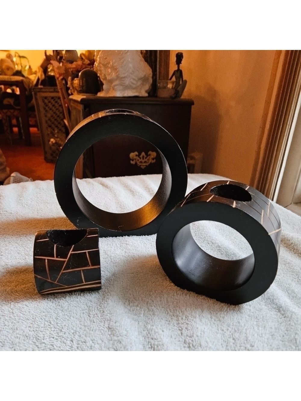 Vintage 70s Mango Wood Handmade Nesting Tealight Holders